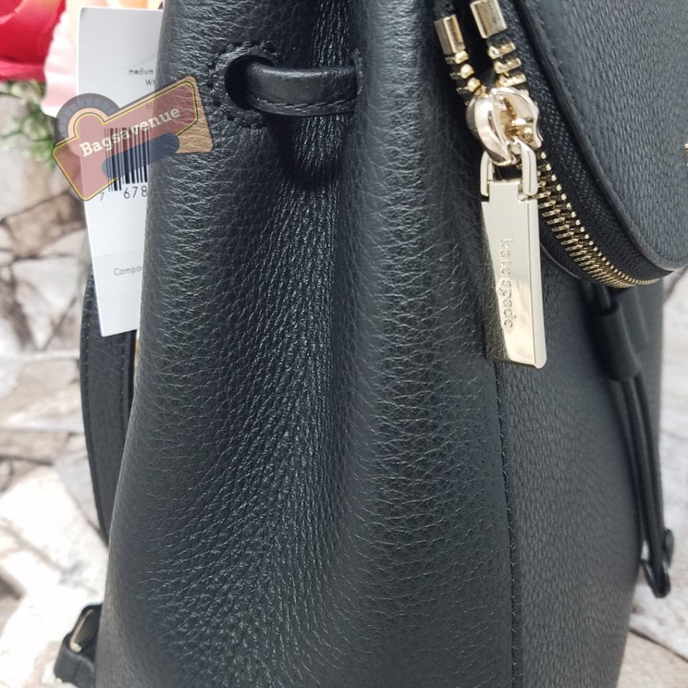 Black Medium Flap Backpack Black Leila Kate Spade - Picture 6 of 15
